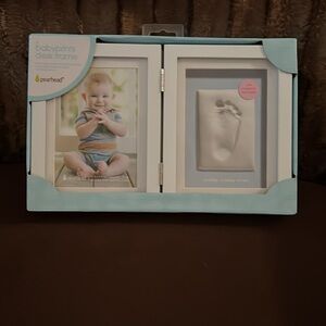 Pearhead Babyprints Frame - White Double Frame for Photo + Cast
